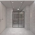 Modern Bathroom Interior With Large Mirror Sink Counter Toilet And Washing Machine