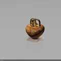 Ancient Terracotta Amphora With Double Snake Handles Red Decorative Patterns On White Circular Base 3d model