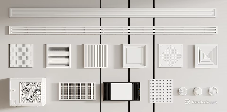 Various Designs of Air Conditioner Vents for Home Interior Decoration 3d model 