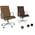 Brown And Black Leather Office Chair With Ergonomic Design Swivel Base And Metal Frame