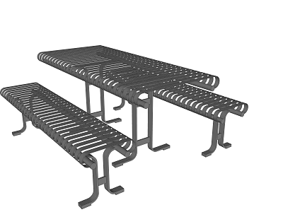 Modern Outdoor Table and Chair Park Table and Chair Outdoor Steel Table and Chair Seat 3d model
