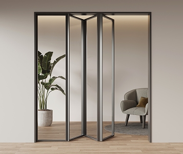 Modern folding door glass door 3d model