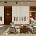 Elegant Modern Clothing Store With Glass Storefront Mannequins Displayed Clothes And Interior Lighting