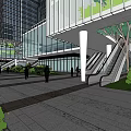 Modern Office Building Complex With Central Courtyard And Landscaped Green Spaces