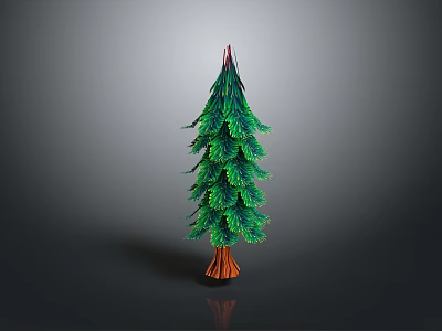 Evergreen Tree With Lush Green Foliage And Brown Trunk In Upright Shape 3d model