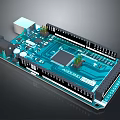 Blue Arduino Electronic Circuit Board With Microchip Pins Ports And Components
