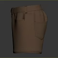 Brown Casual Shorts With Belt Round Button And Side Pockets Design 3d model