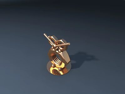 Golden Road Facility Precision Mechanical Part With Hexagonal Base And Antenna Like Bracket Structure 3d model