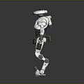 Futuristic White Robot With Disc Shaped Head And Mechanical Limbs Standing