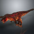 Realistic Ferocious Horned Dinosaur With Red Black Scales Open Mouth 3D Render