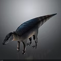 Realistic 3D Dinosaur Reptile Model With Blue Green Brown Stripes And Textured Skin