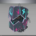 Mechanical Geometric Weapon With Gray Shell Pink Cyan Glowing Patterns And Lightning Symbols 3d model