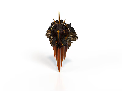Ornate Decorative Weapon With Gold And Black Design Spiked Top And Red Tassels 3d model