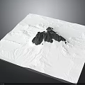 Mountain Terrain Model With Dark Rocky Peak On White Square Surface And Folded Textures 3d model