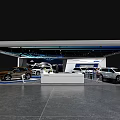 Spacious Modern Car Showroom Display With Different Colored Vehicles And Lighting