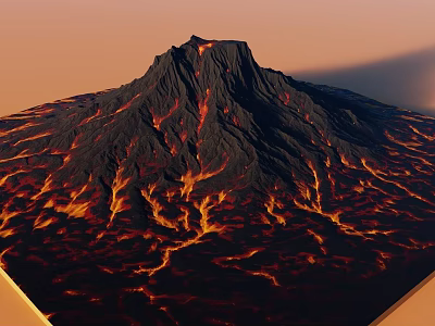 Volcanic Terrain Mountains 3d model