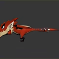 Cartoon Red Dragon Character 3D Model with Spiked Wings Sharp Teeth and Vibrant Colors
