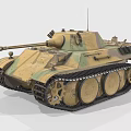 Military Tank With Camouflage Paint Tracks Main Cannon Turret And Antenna