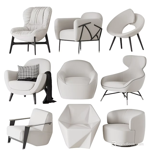 Modern Single Sofa With Various Stylish Designs And Comfortable Seating For Home 3d model