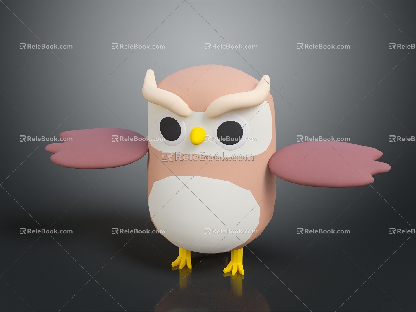 Owl grimace owl long-eared owl wulin owl monkey face owl carved owl 3d model