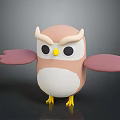 Cute Pink Cartoon Owl With White Belly Yellow Beak And Pink Wings
