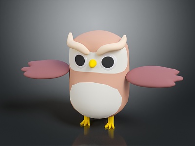 Owl grimace owl long-eared owl wulin owl monkey face owl carved owl 3d model