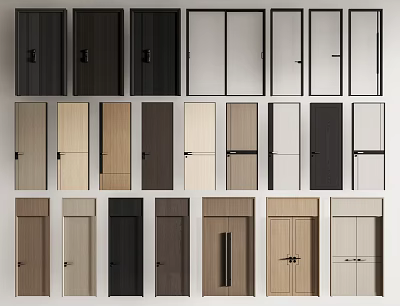 Hinged Doors In Various Colors And Styles For Modern Home Design 3d model