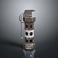 Tactical Metallic Hand Grenade With Cylindrical Shape Surface Holes And Safety Pin