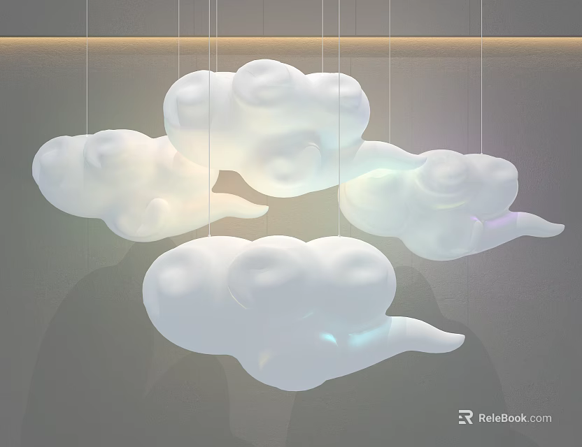 Multiple Cloud Shaped Irregular Pendant Lights With Soft Glow For Interior Decor 3d model