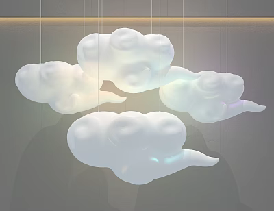Multiple Cloud Shaped Irregular Pendant Lights With Soft Glow For Interior Decor 3d model