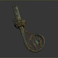 Ancient Bronze Artifact With Intricate Carvings Circular Ring And Greenish Patina Design