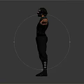 3D Model Of Tactical Character Wearing Helmet Mask Black Vest Pants And Boots Arms Outstretched