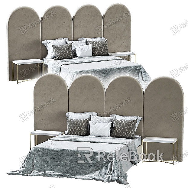 Modern fabric double bed model