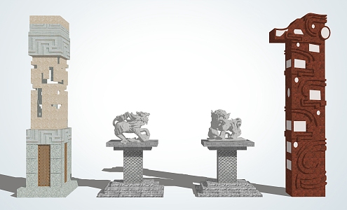 Chinese style column landscape column 3d model