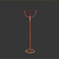 Traditional Floor Candelabra With Three Candle Holders Wooden Stem And Ornate Base