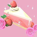 Delicious Strawberry Cake Topped With Whipped Cream Fresh Strawberries Pink Roses And Sparkles