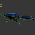 Blue And Black 3D Spinosaurus Dinosaur Model With Sail Back Displayed In Studio 3d model