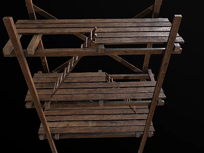 Scaffolding Antique Rack Shelf Tool Rack Storage Rack 3d model