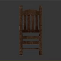 Classic Wooden Armchair With Vertical Slat Back And Sturdy Armrests