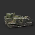 Decorative Weathered Stone Blocks Stacked With Green Moss And Natural Texture