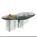 Elegant Oval Coffee Table With Green Black Marble Pattern Bowl Of Oranges And Gardenland Magazine