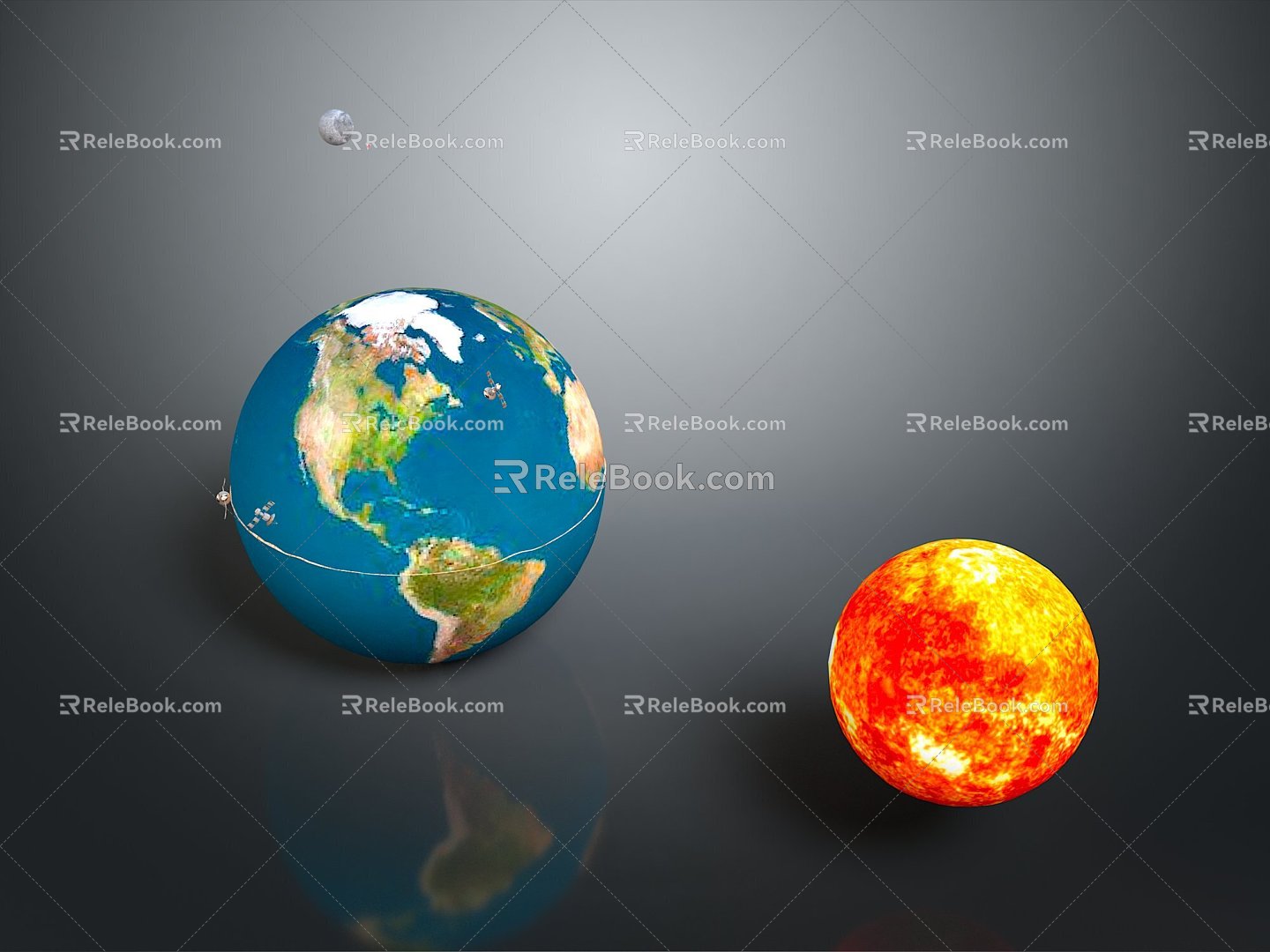 Sun Moon Solar System Saturn Jupiter Mars Earth Pluto Neptune Venus celestial body 3d model