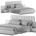 Stylish Double Bed Designs With Upholstered Headboards White Pillows Gray Throws And Nightstands