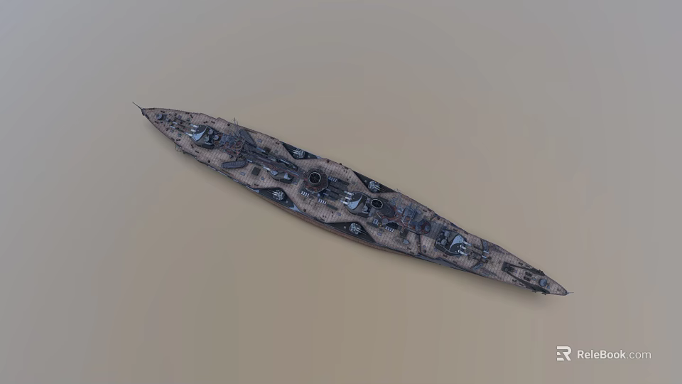 Ancient Warship Model With Slender Hull Black Gray Textures And Decorative Patterns 3d model 