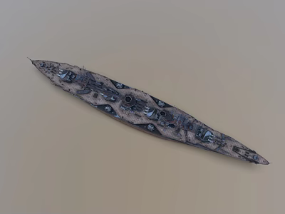 Ancient Warship Model With Slender Hull Black Gray Textures And Decorative Patterns 3d model