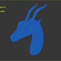 Stylized 3D Dragon Character Head Featuring Orange White Color Brown Horns and Green Eyes
