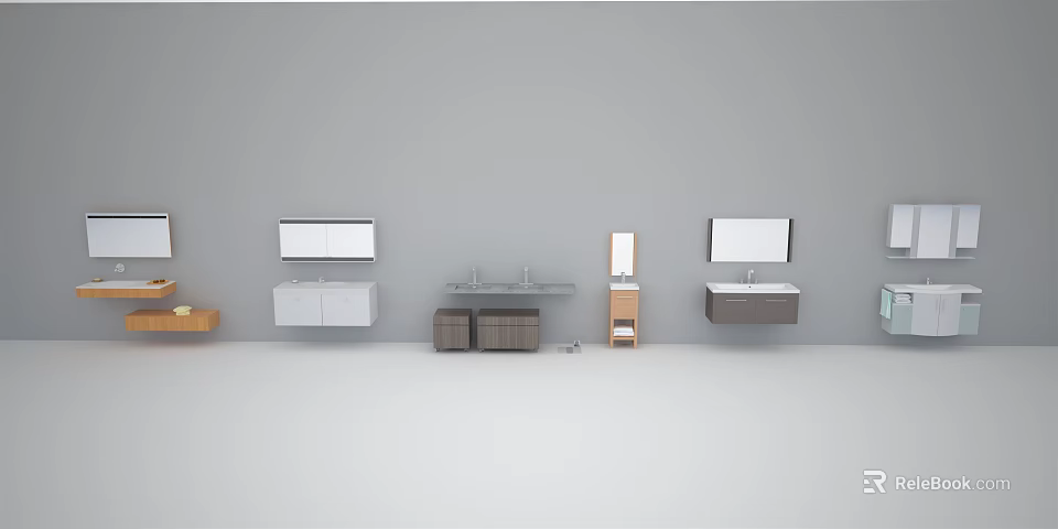 Modern Bathroom Vanity Designs With Mirror Cabinet Countertop And Storage Features 3d model 
