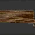 Wooden Bench With Metal Legs And Riveted Slats On Gray Background Surface
