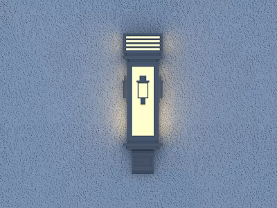 Modern Dark Wall Lamp with Stripe Top and Rectangular Illuminated Panel on Gray Textured Wall 3d model