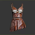 Fashionable Pink Women's Dress With Spaghetti Straps Belt And Shiny Ruffled Skirt